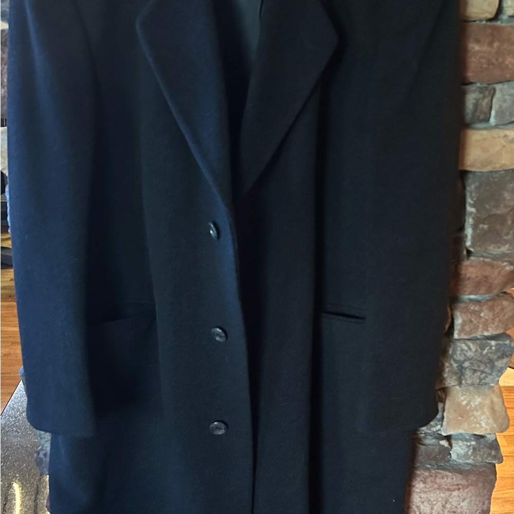 Elegant Men's Black Trench Coat Cashmere